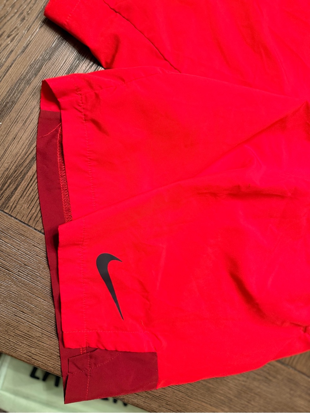 Nike Men’s Bright Red Athletic Shorts with Black Swoosh